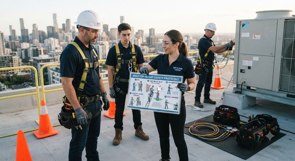commercial aircon maintenance safety at height