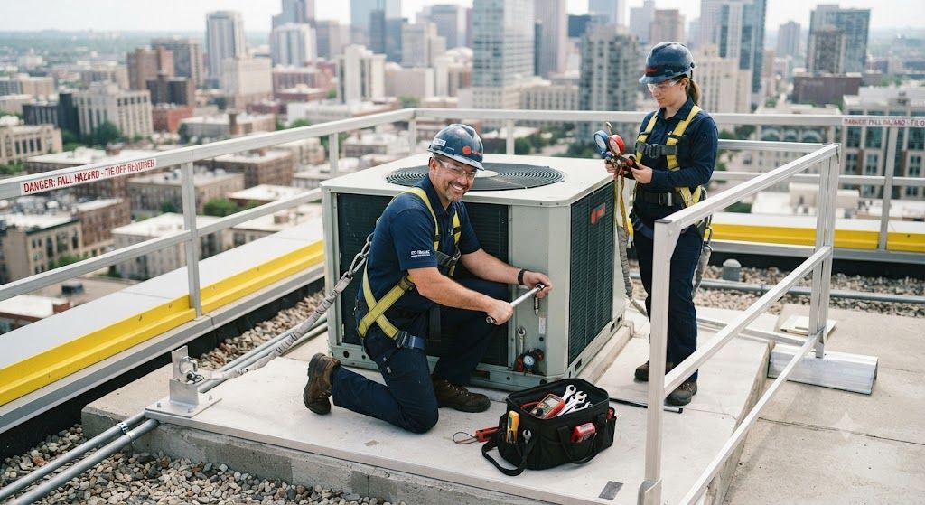 aircon servicing accident prevention at height
