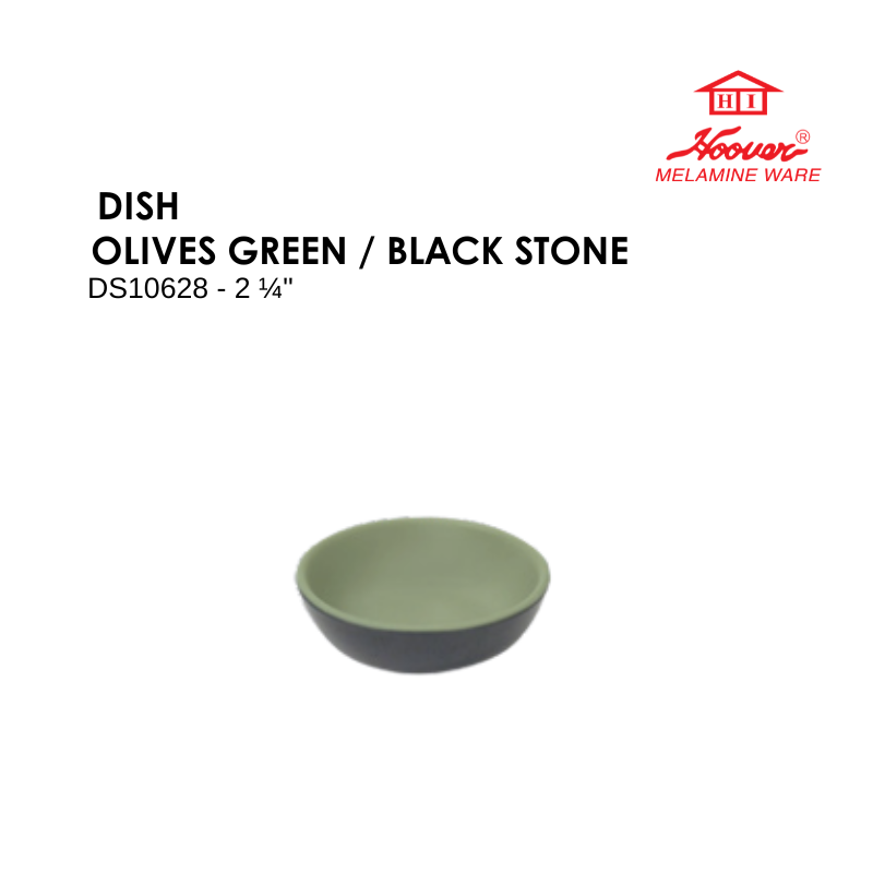HOOVER MELAMINE WARE DISH OLIVES GREEN / BLACK STONE DS10628