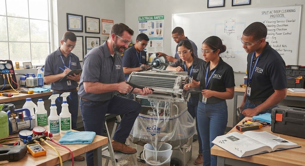 Split AC cleaning and servicing training