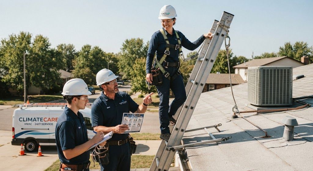 HVAC occupational safety ladder use guide