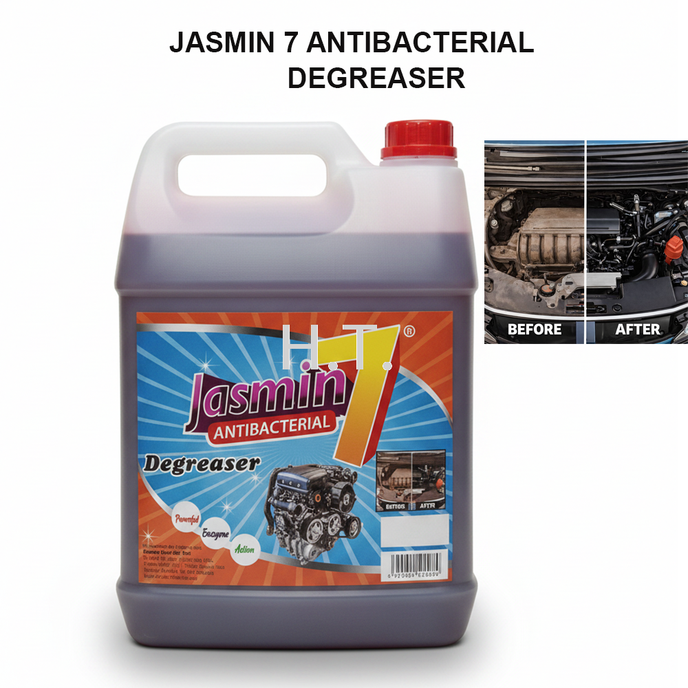 JASMIN 7 ANTIBACTERIAL DEGREASER CAR CLEANER | ENGINE BAY OIL & GREASE REMOVER | MULTI-PURPOSE CAR CLEANING 5L