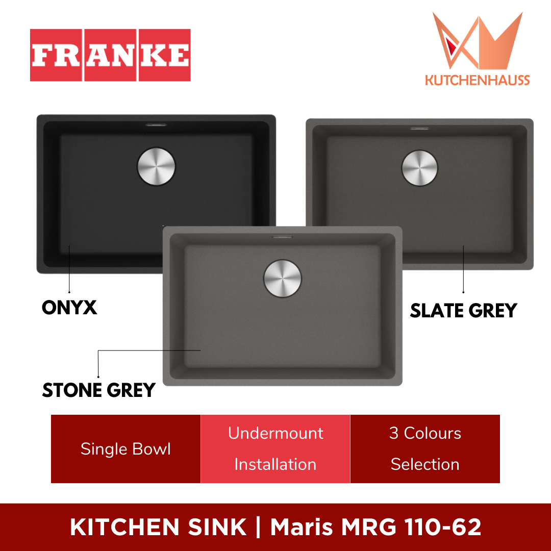 FRANKE - Undermount / Flushmount Single Bowl Fragranite Sink MARIS (3 Colours) | MRG 110-62
