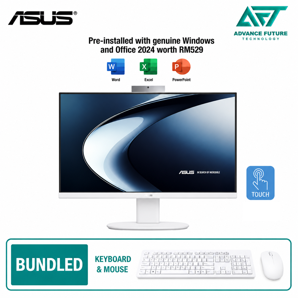 Asus V440VA-TWPD018WS 23.8" FHD Touch All-in-One Desktop PC White ( Intel Core 7 240H, 16GB, 512GB SSD, Intel, W11, H&S 2024&M365 )