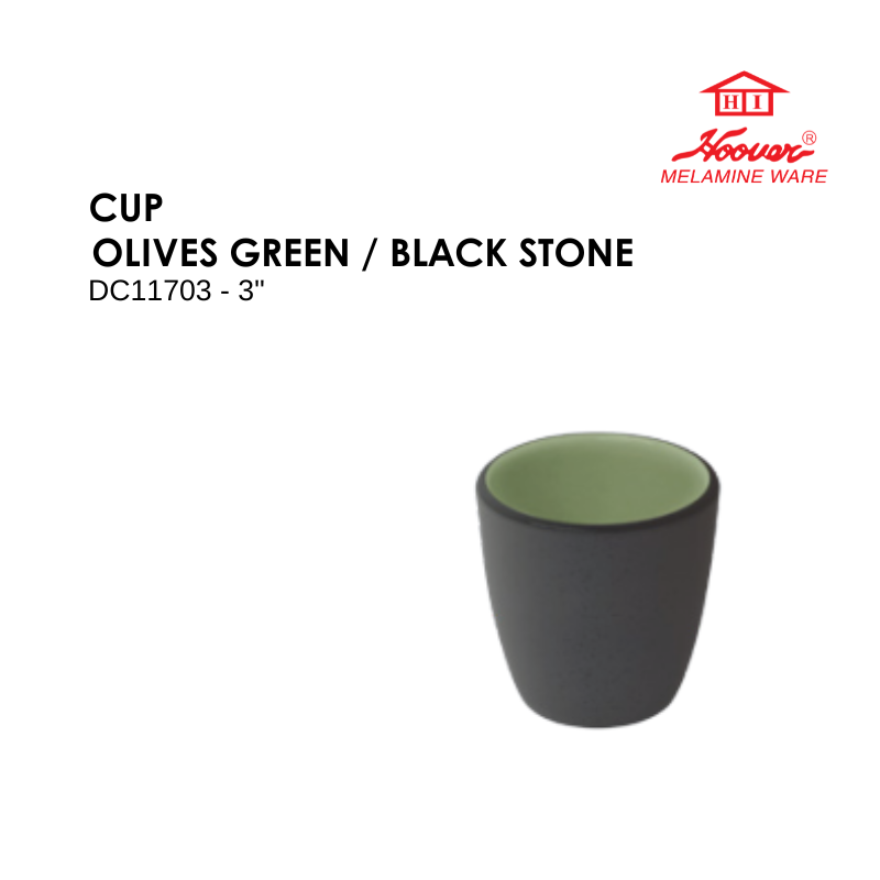 HOOVER MELAMINE WARE CUP OLIVES GREEN / BLACK STONE DC11703