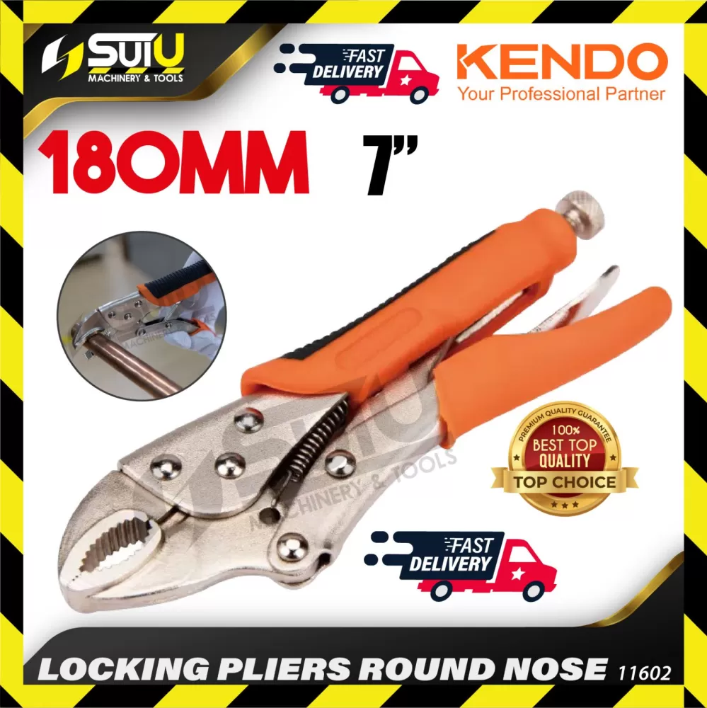 KENDO 11602 180mm 7" Locking Pliers Round Nose