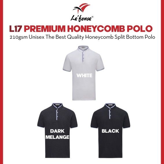 LEFONSE Unisex Adult 210gsm Thick Quality Breathable Honeycomb Polo Split Bottom Tee L1700