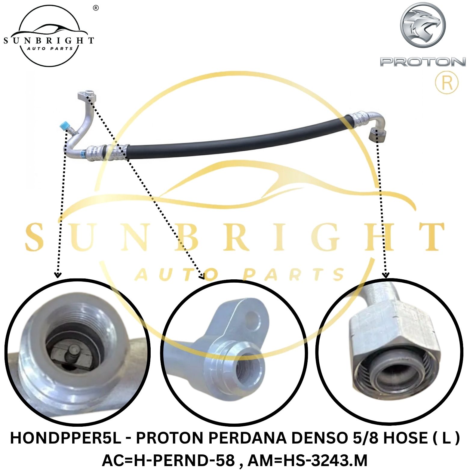 HONDPPER5L - PROTON PERDANA DENSO 5/8 HOSE ( L ) AC=H-PERND-58 , AM=HS-3243.M