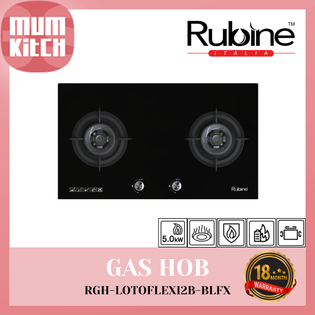 RUBINE Gas Hob 2 Burners Lotoflexi 5.0KW RGH-LOTOFLEXI2B-BLFX