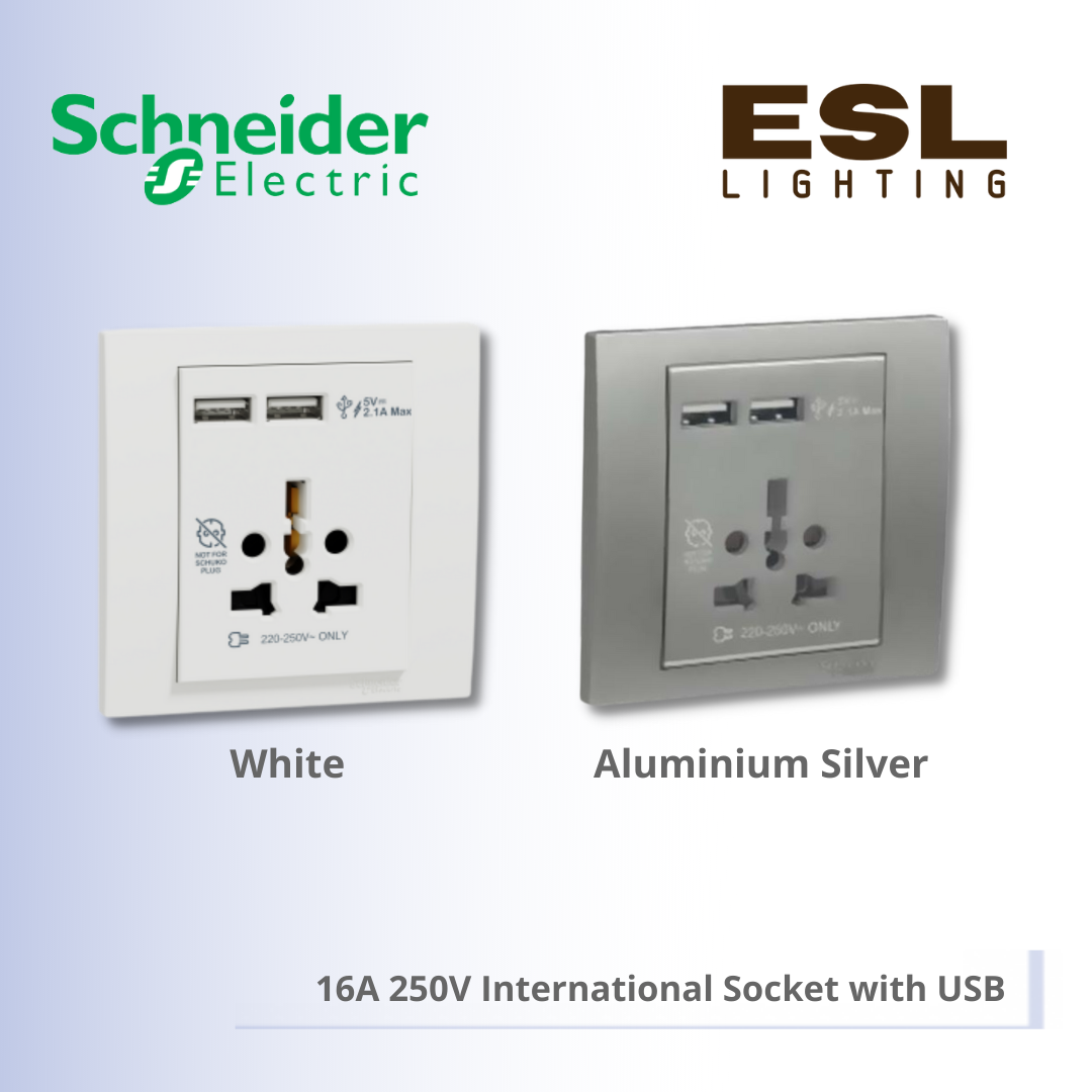 SCHNEIDER Vivace 16A 250V International Socket with USB - KB42616USB_AS KB42616USB_WE