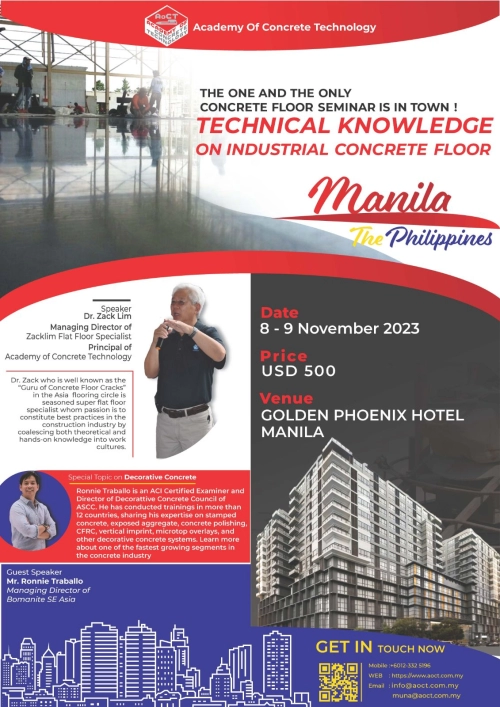 TECHNICAL KNOWLEDGE ON INDUSTRIAL CONCRETE FLOOR (in Manila) - Academy of Concrete Technology Sdn Bhd