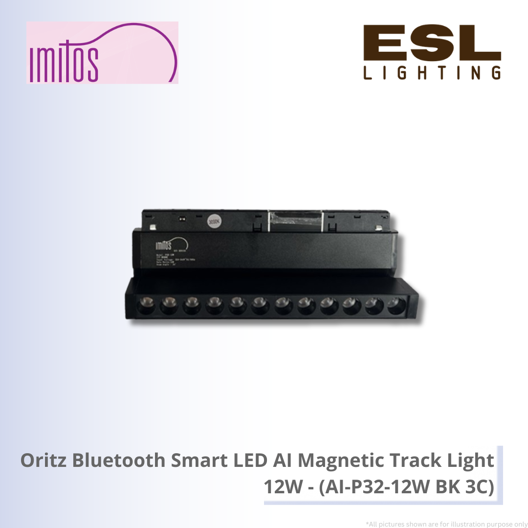 IMITOS Oritz Bluetooth Smart LED AI Magnetic Track Light 12W - AI-P32-12W BK 3C