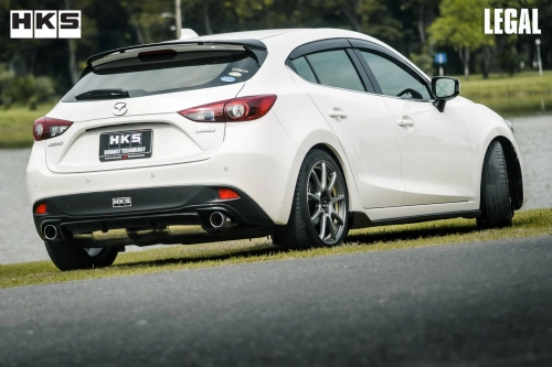 HKS LEGAL MAZDA 3 SKY HB BMEFS 2015+ DUAL CARBON TAIL