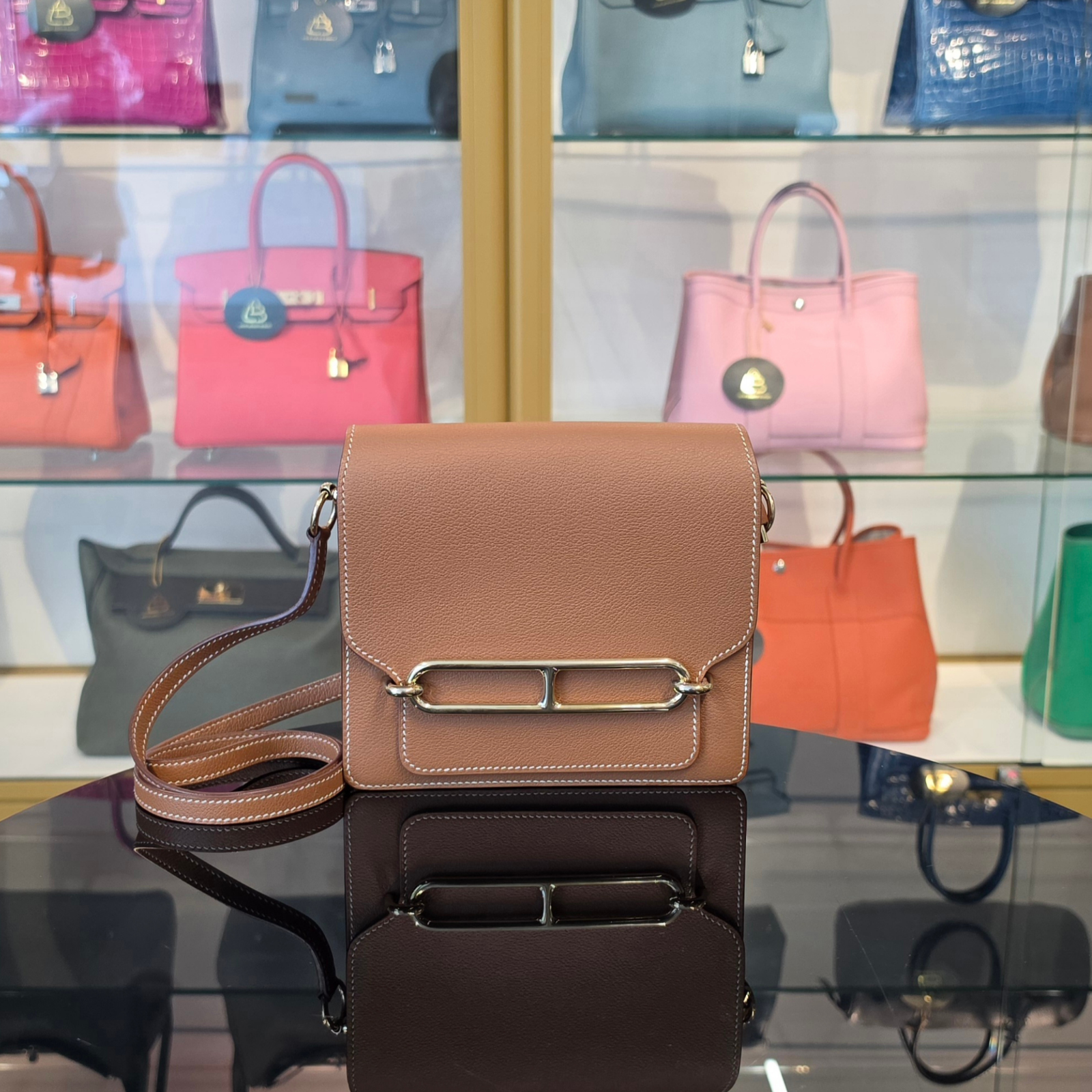 Hermes Roulis Mini Gold Evercolor Permabrass Light Gold Hardware Bag