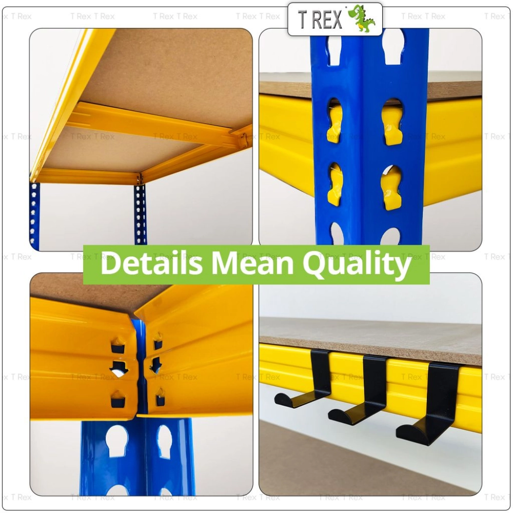 T Rex Warehouse 5 Tiers Boltless Storage Rack - Yellow & Blue