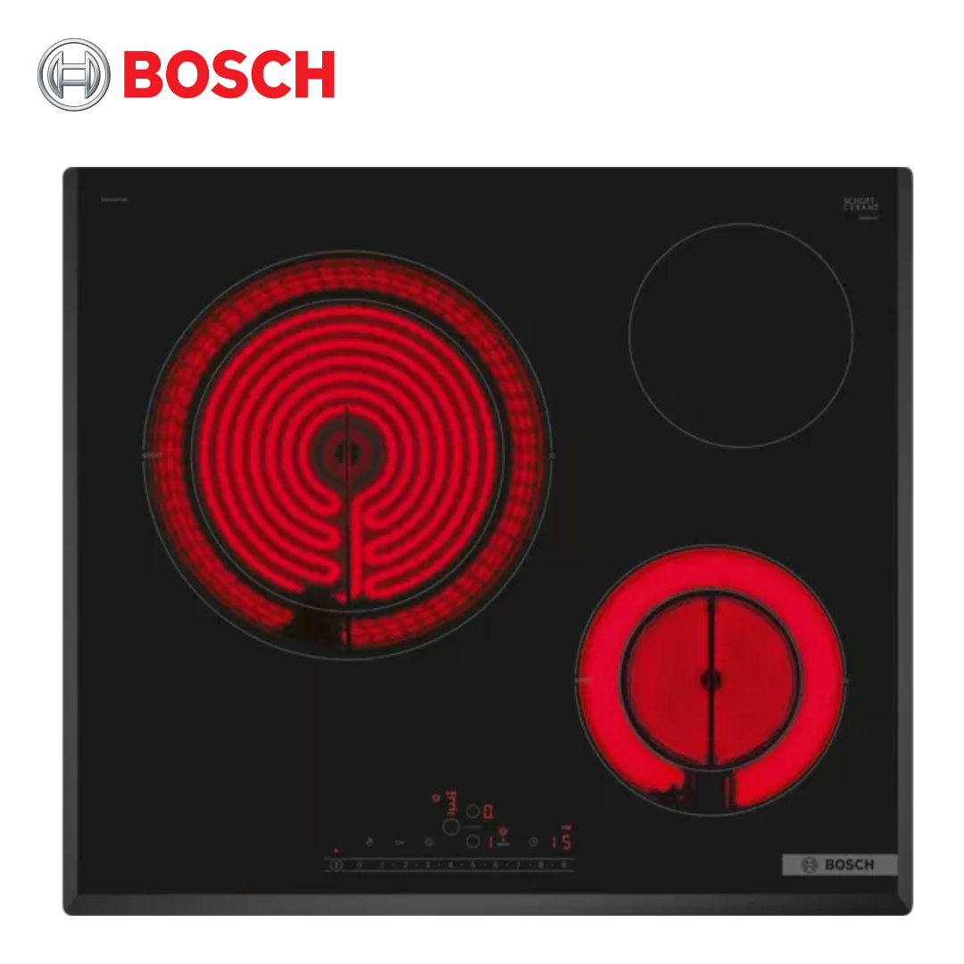 Bosch 60cm Ceramic Hob 3 Zone PKK651FP8E, Series 6