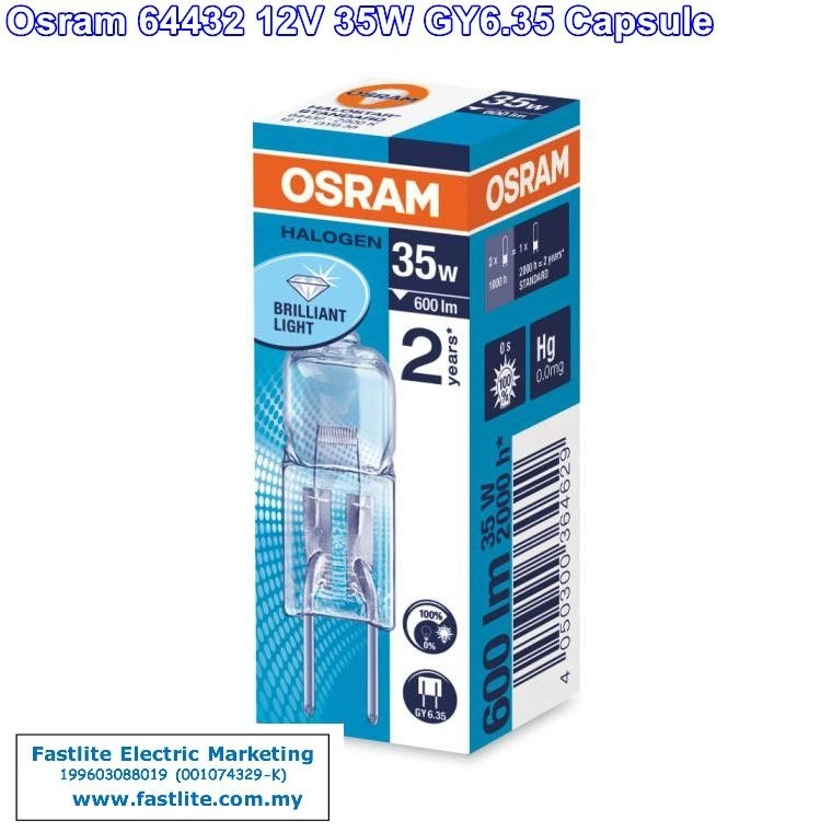 Osram Halostar 64432 12v 35w GY6.35 Halogen Capsule (made in Germany)