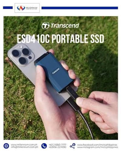 Transcend ESD410C Portable SSD (USB 20Gbps) - Read / Write speed up to 2,000MB/s,US military-grade drop test, IPX5 standard, OTP function, 5Y