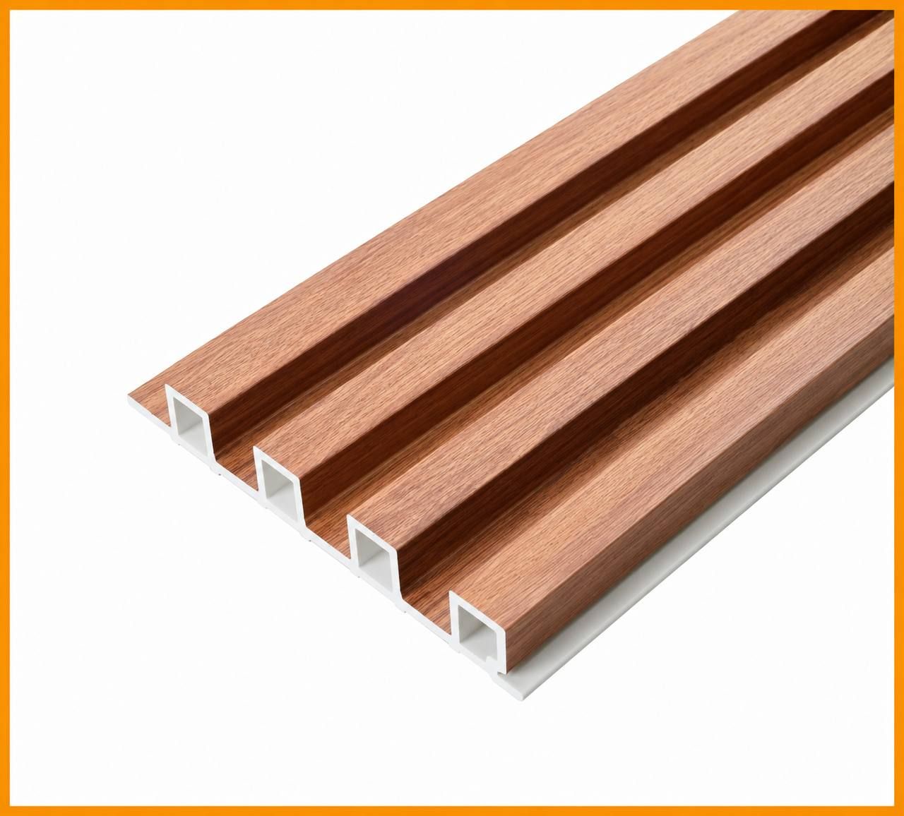 Queensfloor Wall Fluted Panel High Square QFPHSW06-07 AMBER WALNUT