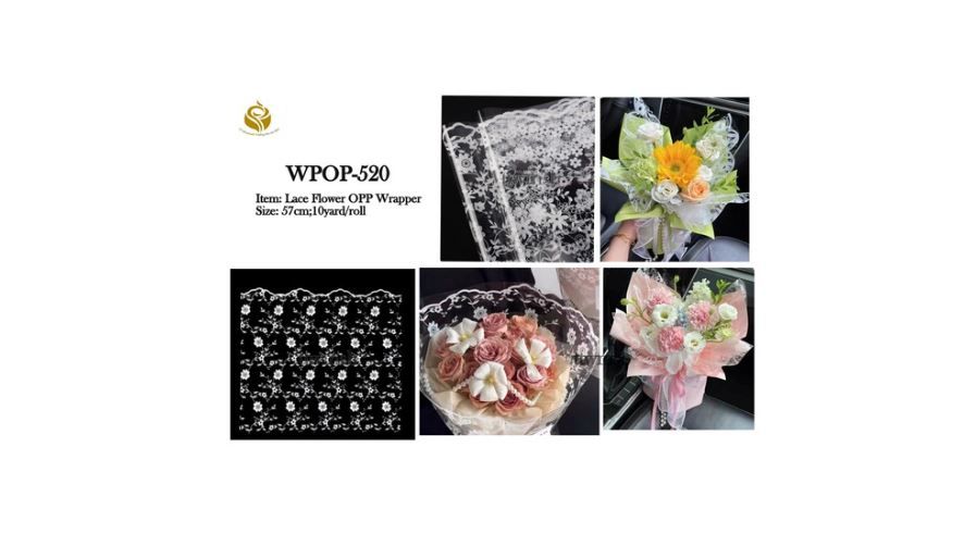 Lace Flower OPP Wrapper – Elegant Transparent Sleeves for Bouquets & Gifts (WPOP-520)