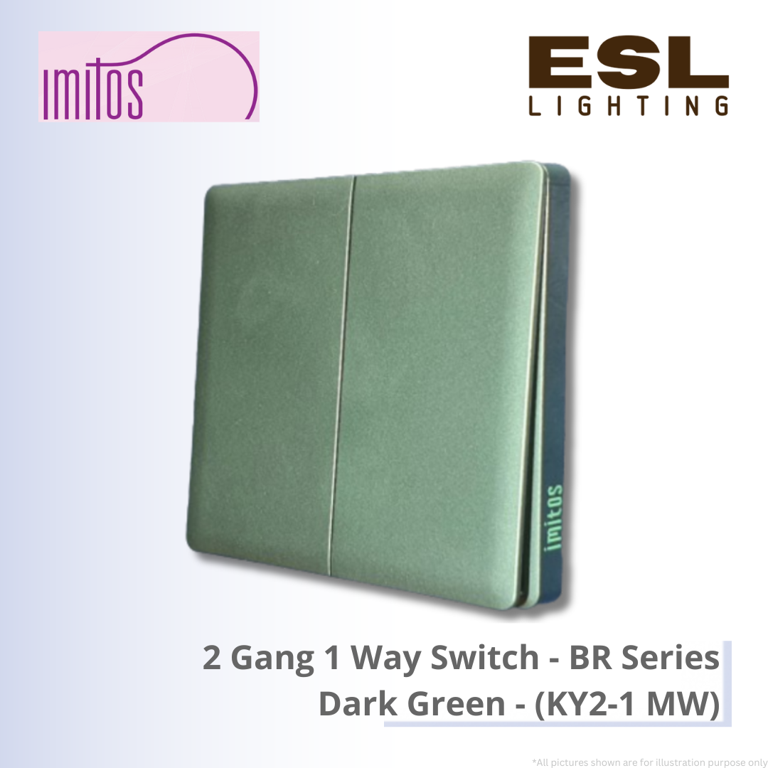 IMITOS 2 Gang 1 Way Switch (BR Series) Dark Green - KY2-1 MW [SIRIM]