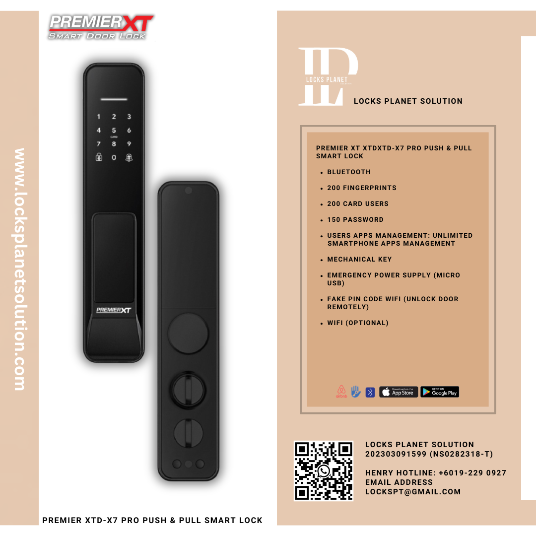 PREMIER XT XTDXTD-X7 PRO PUSH & PULL SMART LOCK