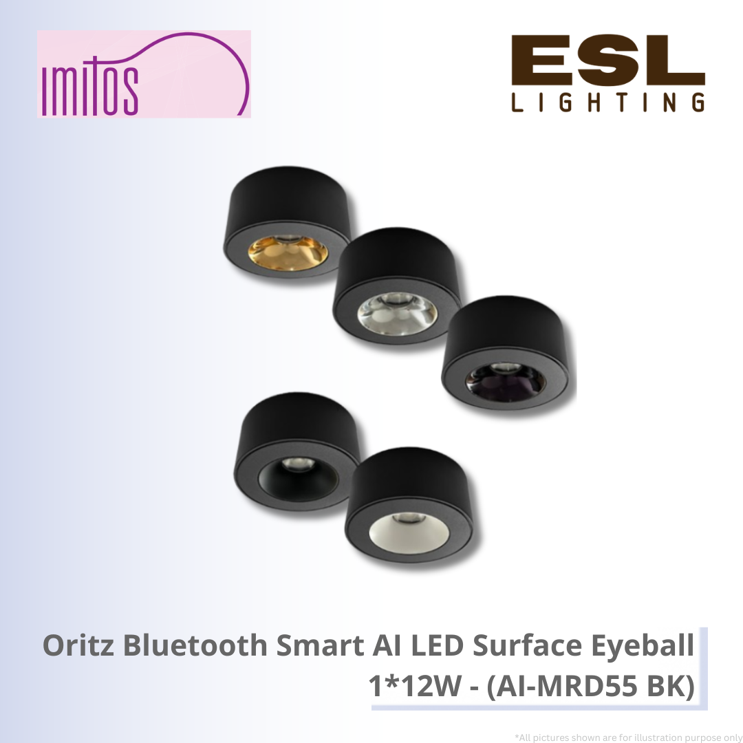 IMITOS Oritz Bluetooth Smart AI LED Surface Eyeball 1*12W - AI-MRD55 BK