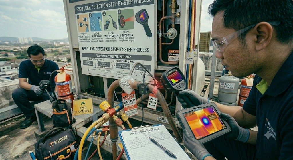 R290 leak detection process step by step