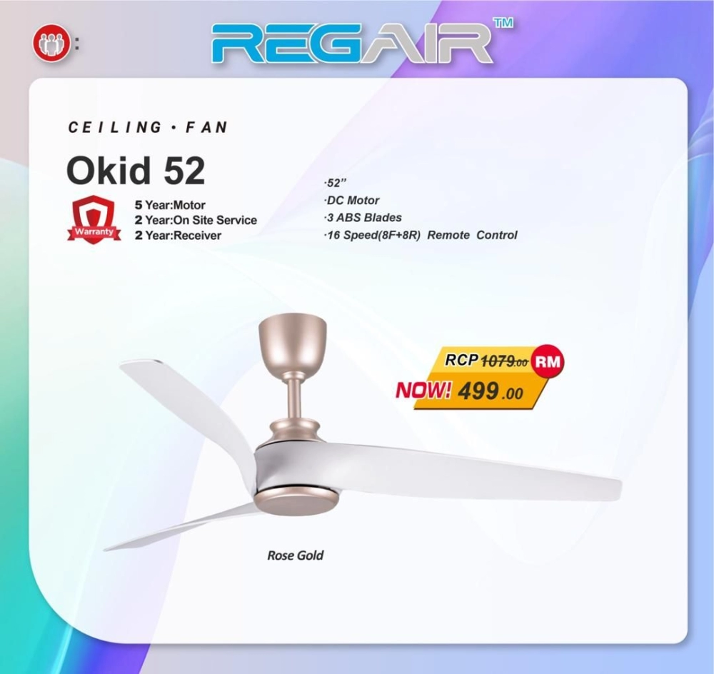 Regair Ceiling Okid 52 ( Rose Gold )