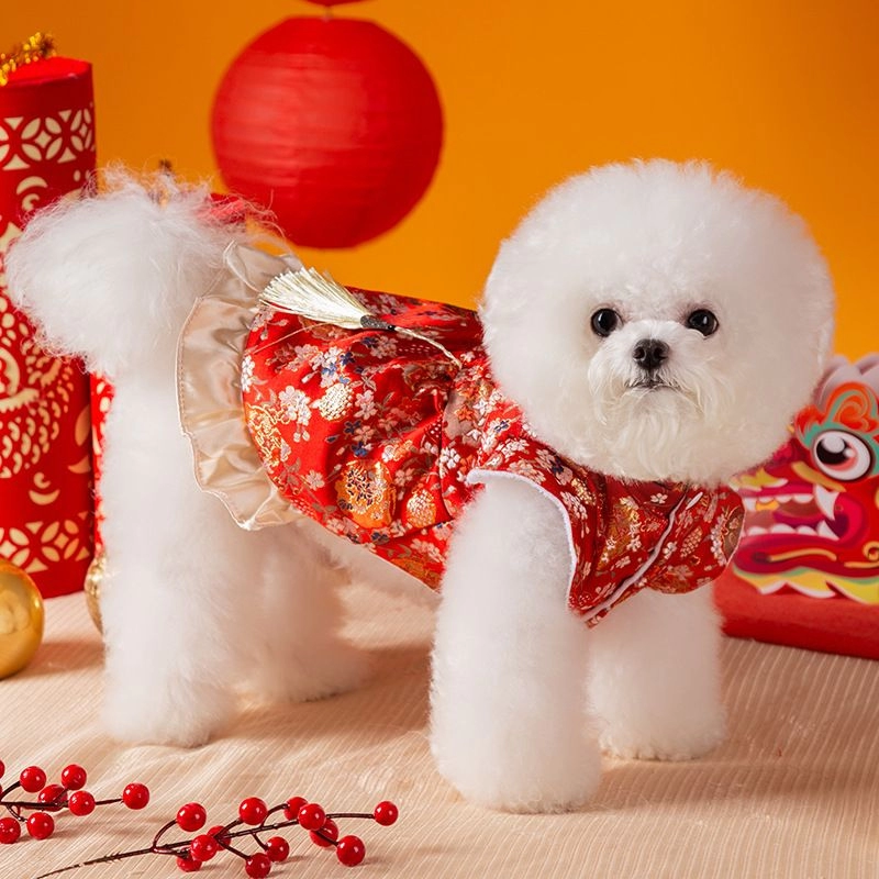 Pet Dress New year dress Pet Pretty Dress CNY Clothes Wedding Dress Baju Kucing 宠物旗袍连衣裙唐装狗狗 猫咪旗袍 宠物新年服装