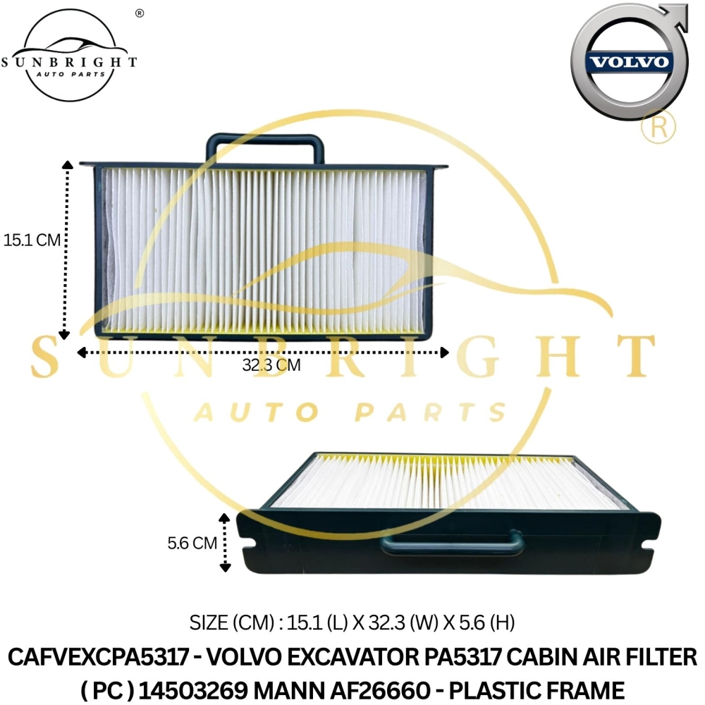 CAFVEXCPA5317 - VOLVO EXCAVATOR PA5317 CABIN AIR FILTER ( PC ) 14503269 MANN AF26660 - PLASTIC FRAME