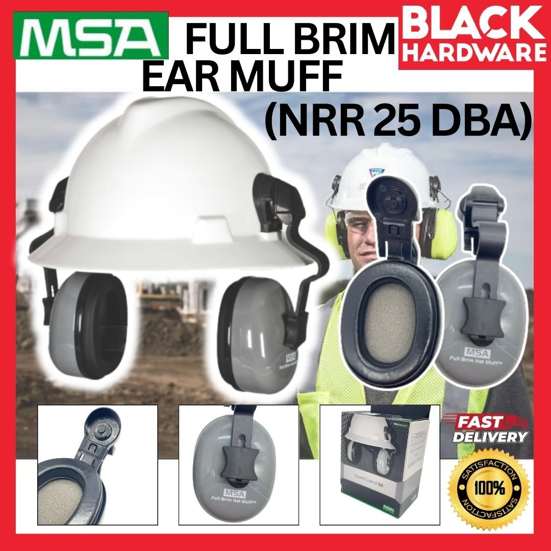 Black Hardware Earmuff Safety Helmet Accessories Penutup Telinga Kalis Bunyi Ear Muff Full Brim Protection Earmuff MSA