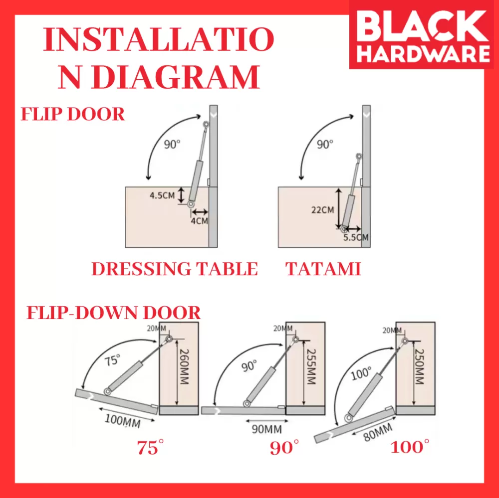 Black Hardware Rak Dapur Kitchen Cabinet Accessories Door Hinge Soft Close Gas Spring Cabinet Hydraulic Arm Holder