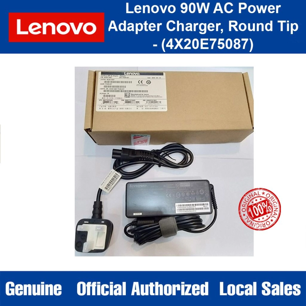 4X20E75087 Lenovo 90W AC Power Adapter Charger 3-Pin Plug with Round tip