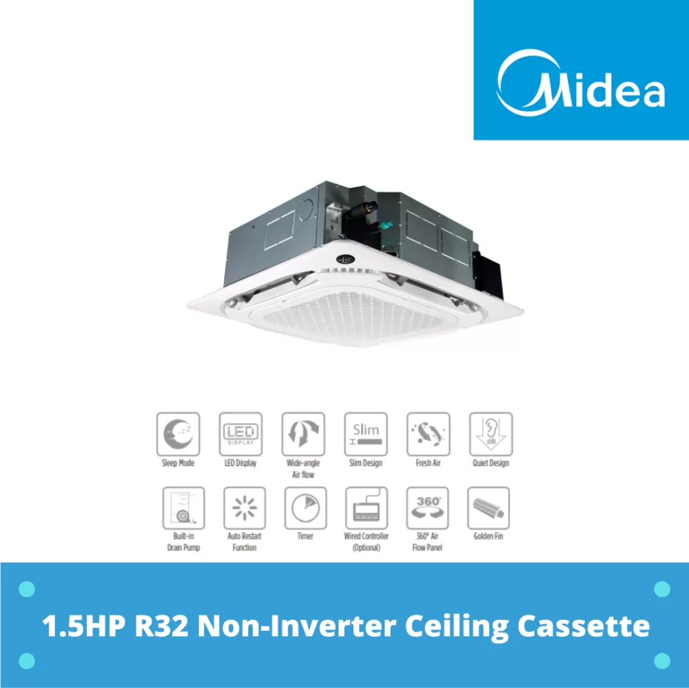 Midea 1.5HP R32 Non Inverter Ceiling Cassette  MCA3-12CRN8