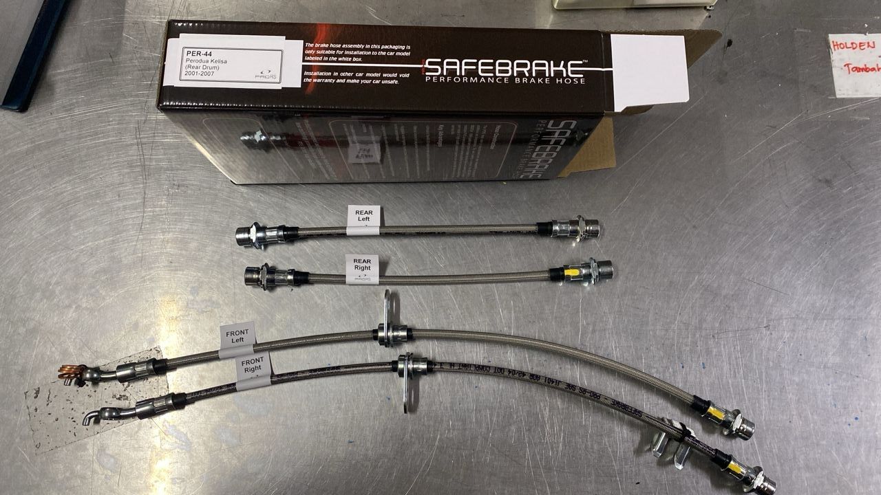 PRO RS STEEL BRAIDED BRAKE HOSE Perodua Kelisa - 4pcs (5 Years Warranty)