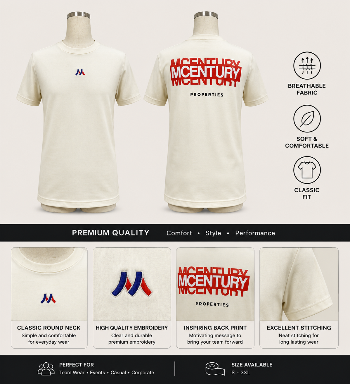 Premium Corporate Round Neck T-Shirt | Team Wear & Custom Company Uniform
