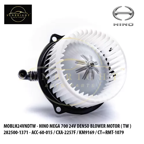 MOBLH24VNDTW - HINO MEGA 700 24V DENSO BLOWER MOTOR ( TW ) 282500-1371 - ACC-60-015 / CXA-2257F / KM9169 / CT=RMT-1079