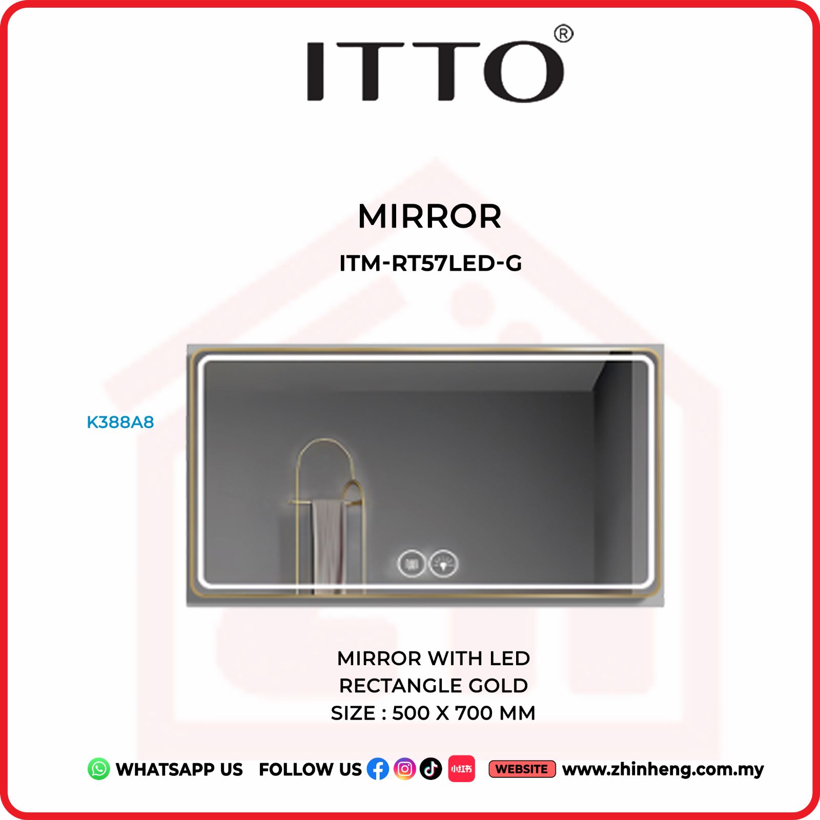 ​​​​​​​ITTO MIRROR WITH LED ITM-RT57LED-G
