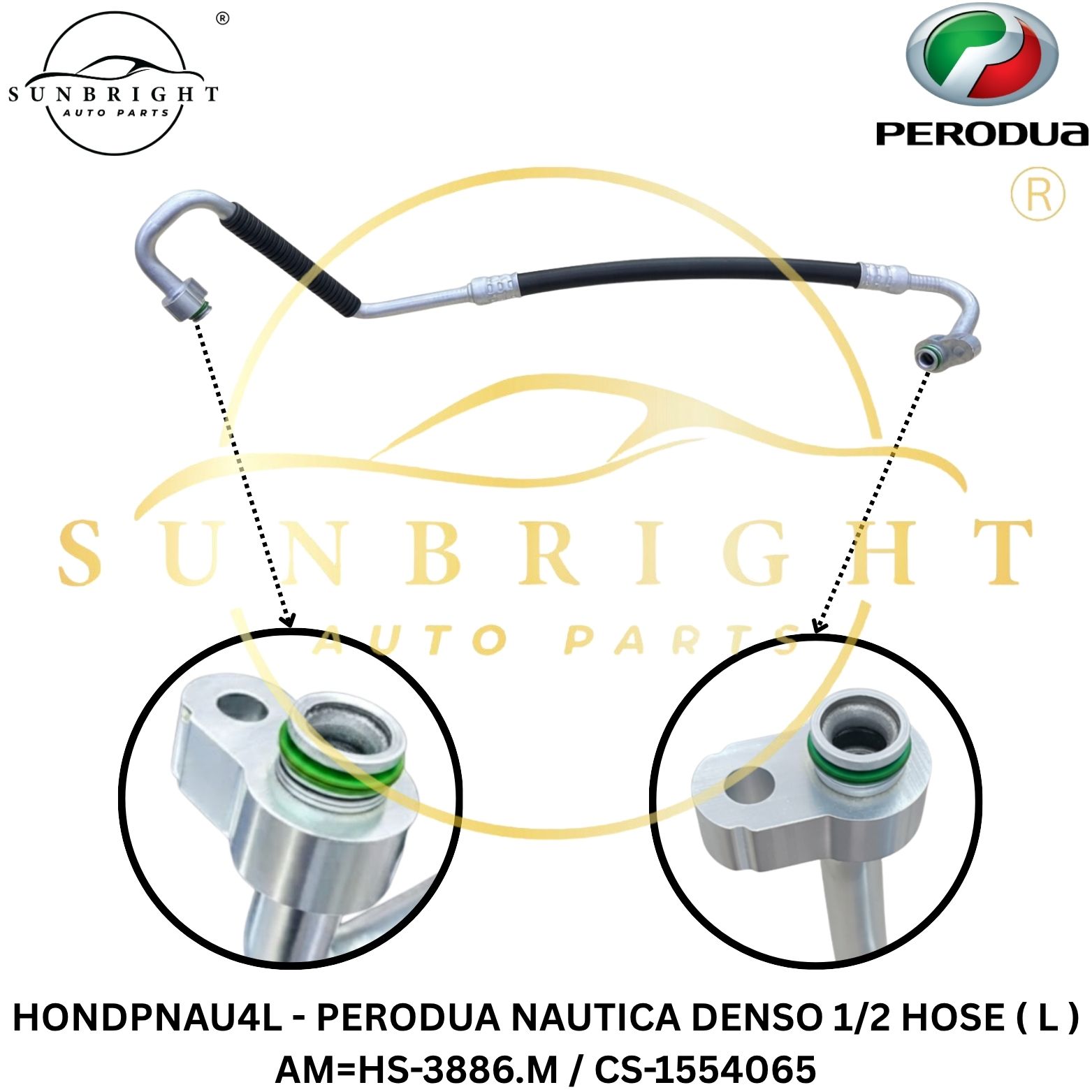HONDPNAU4L - PERODUA NAUTICA DENSO 1/2 HOSE ( L ) AM=HS-3886.M / CS-1554065