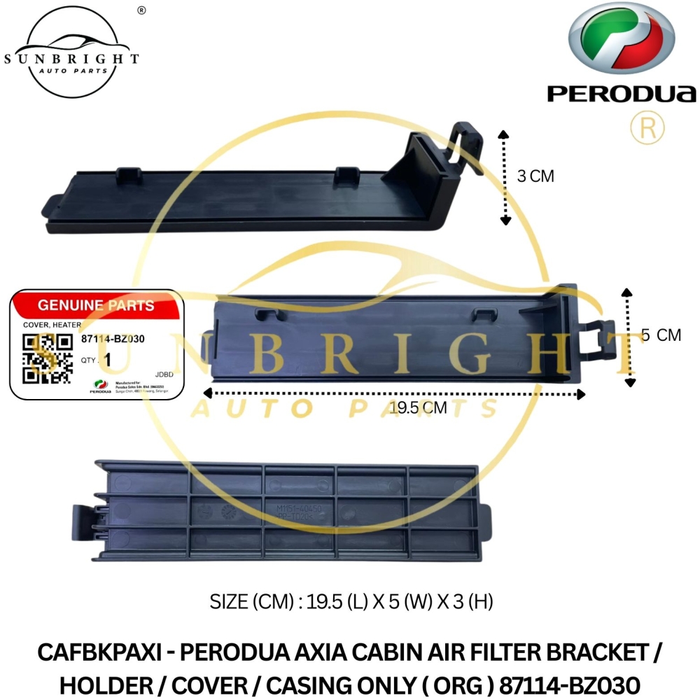 CAFBKPAXI - PERODUA AXIA CABIN AIR FILTER BRACKET ONLY ( ORG ) 87114-BZ030