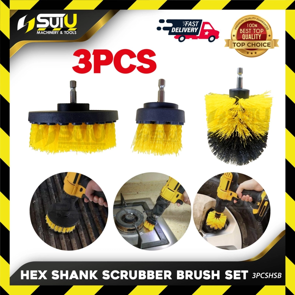 3PCS 360 Hex Shank Brush Set / Drill Brush Rotary Cleaning Tool Set / Scrubber Brush Kit