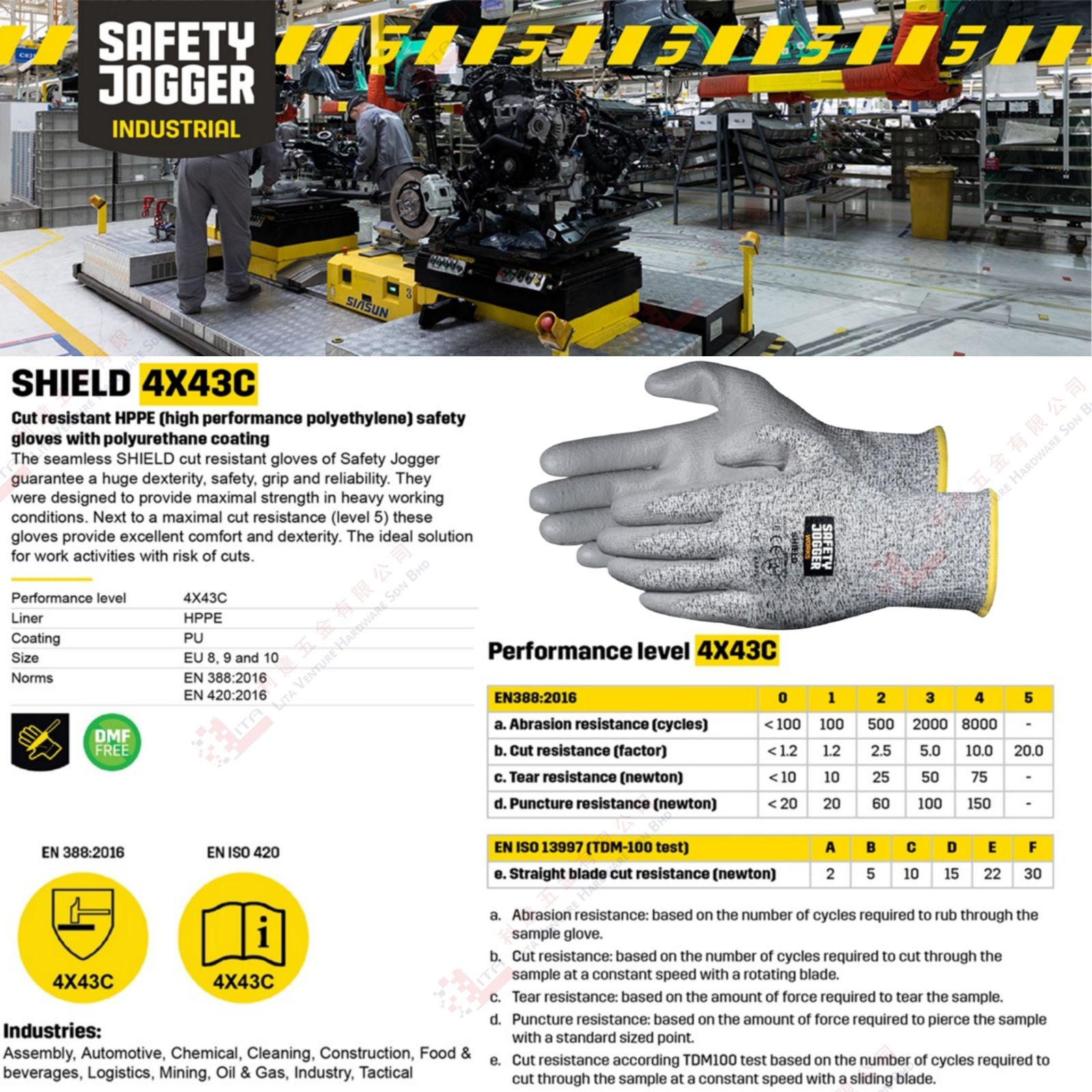 SAFETY JOGGER BRAND SHIELD SAFETY GLOVES - 4X43C