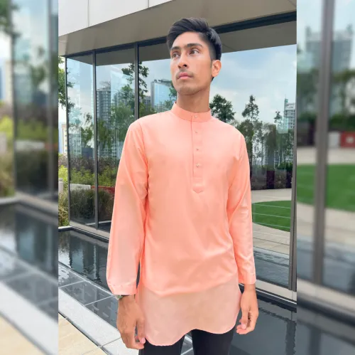 Baju Melayu Kurta Slim Fit Nagoya Baju Sahaja (KCM) Peach