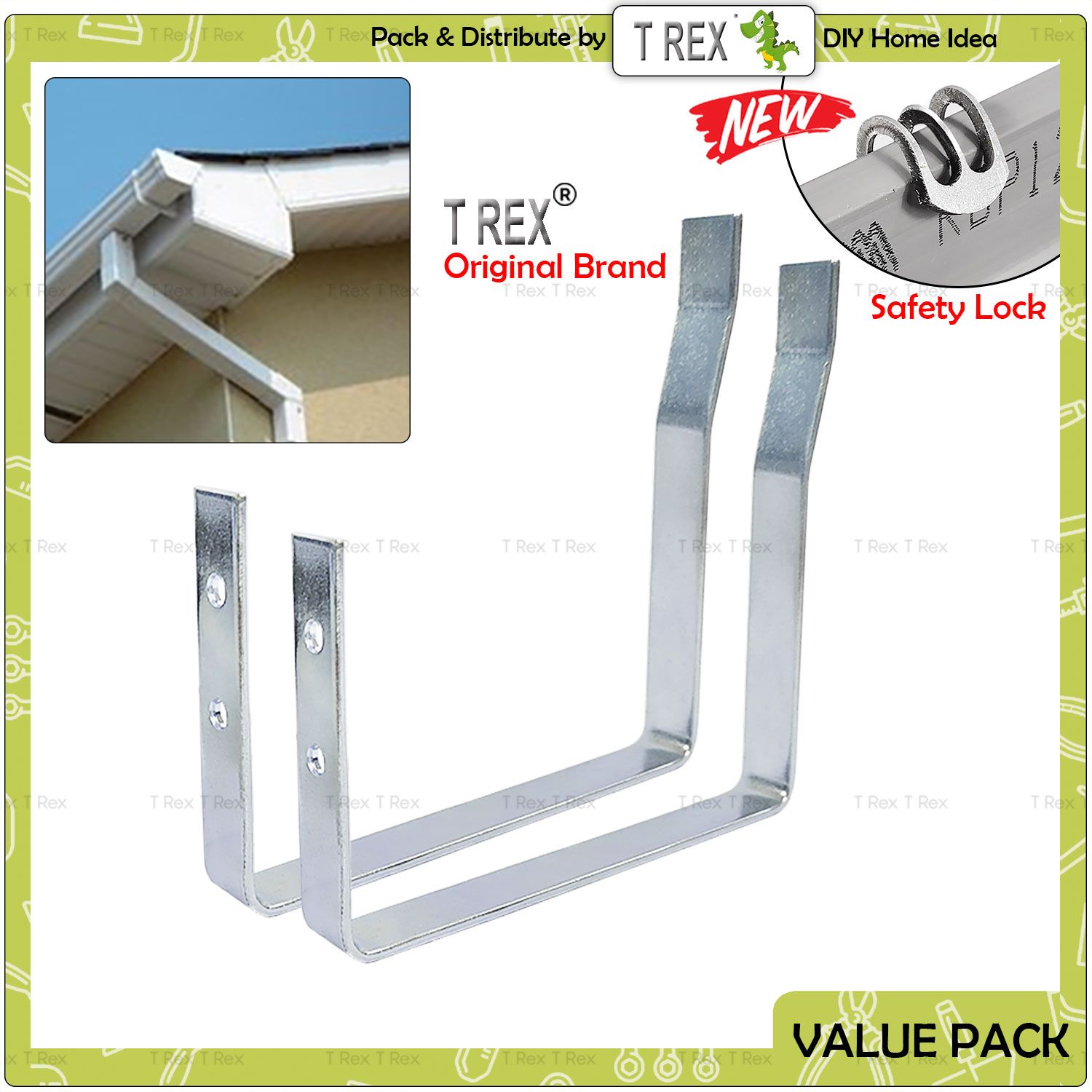 T Rex DIY Heavy Duty Rain Water Gutter Holder Mounting Bracket