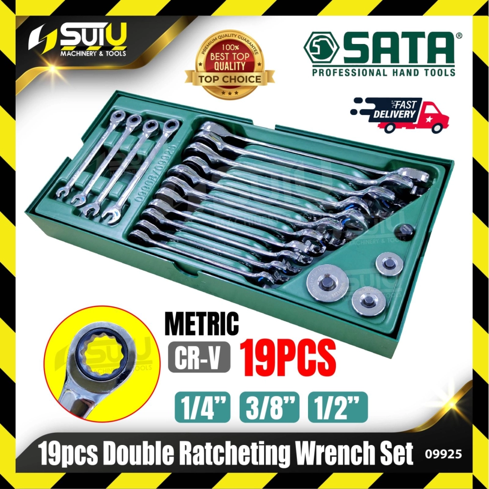 SATA 09925 19PCS Double Ratcheting Wrench Set (METRIC)