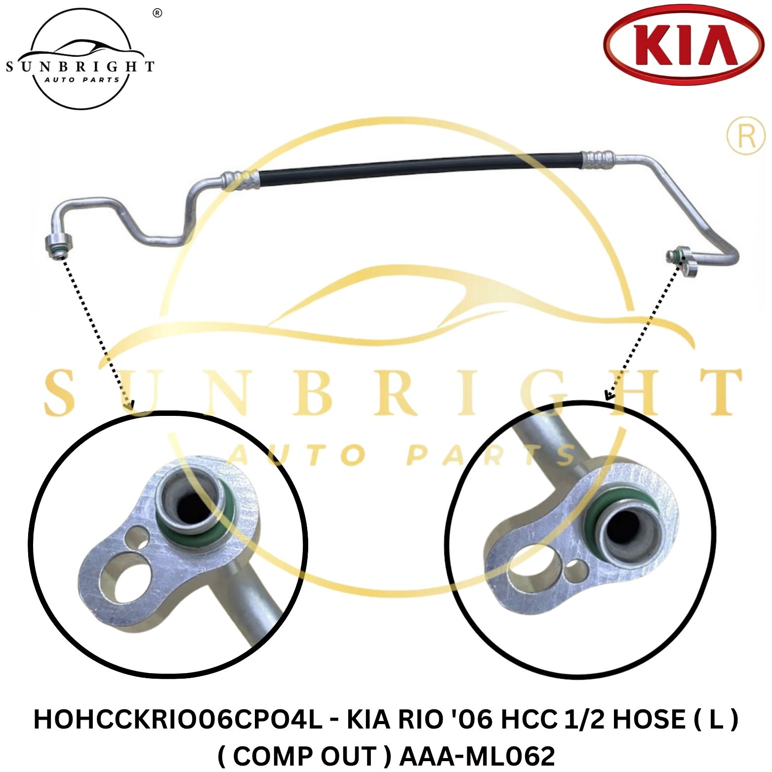 HOHCCKRIO06CPO4L - KIA RIO '06 HCC 1/2 HOSE ( L ) ( COMP OUT ) AAA-ML062