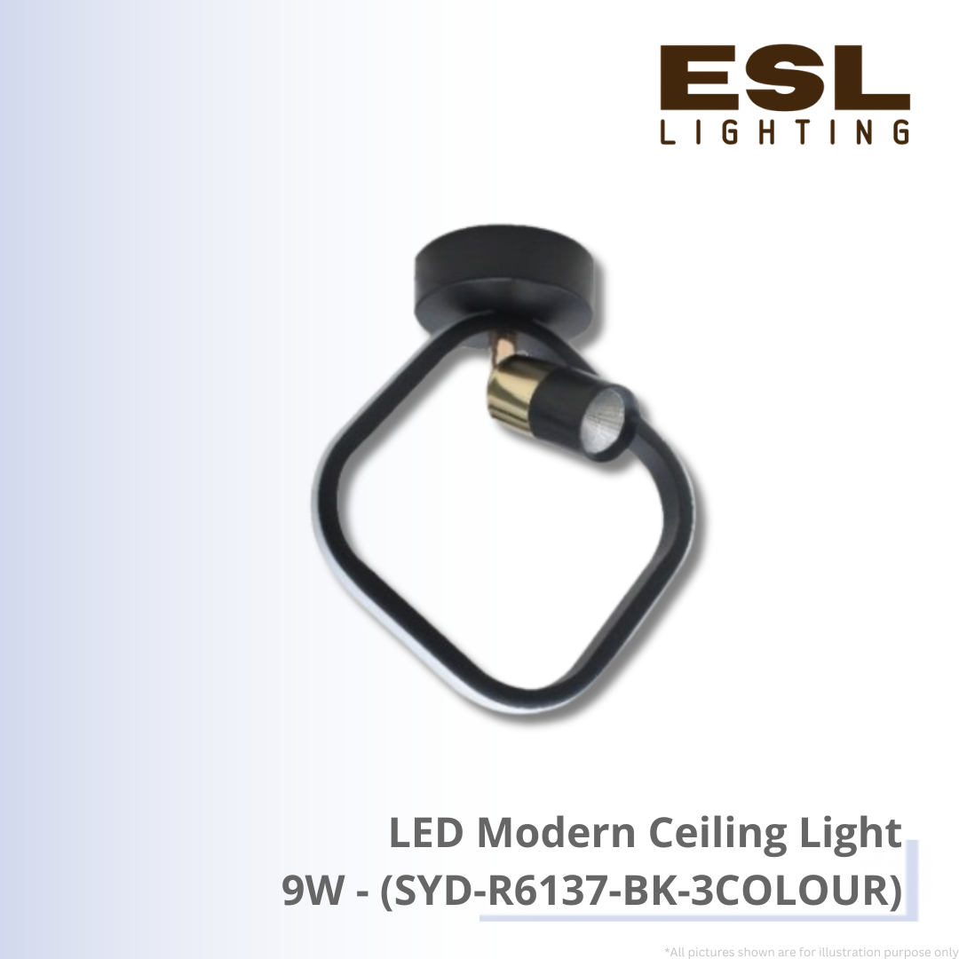 LED Modern Ceiling Light 9W - SYD-S6137-BK-3COLOUR