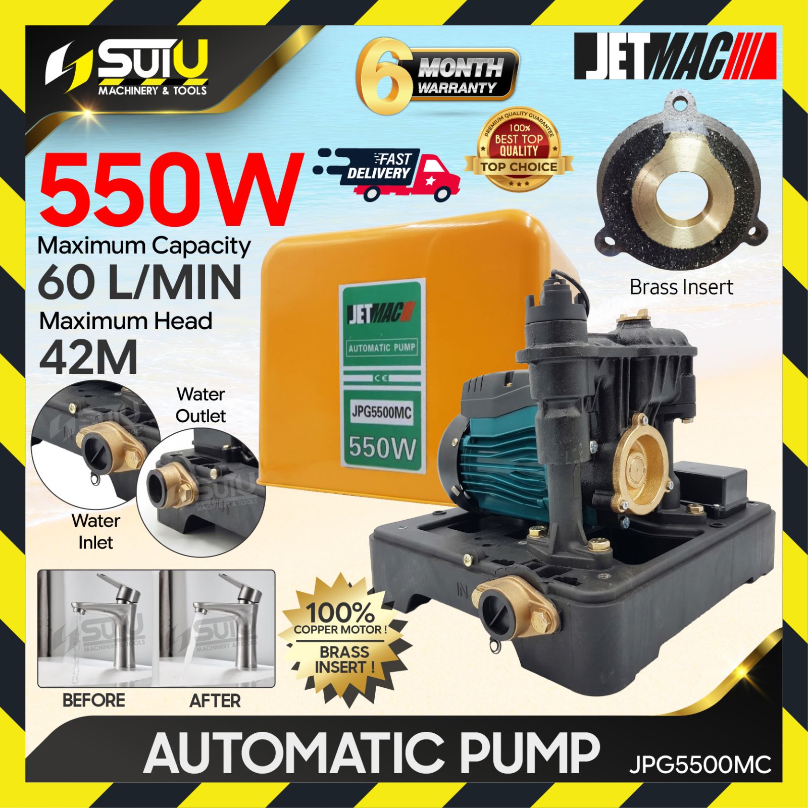 JETMAC JPG5500MC Automatic Water Pump with Cover