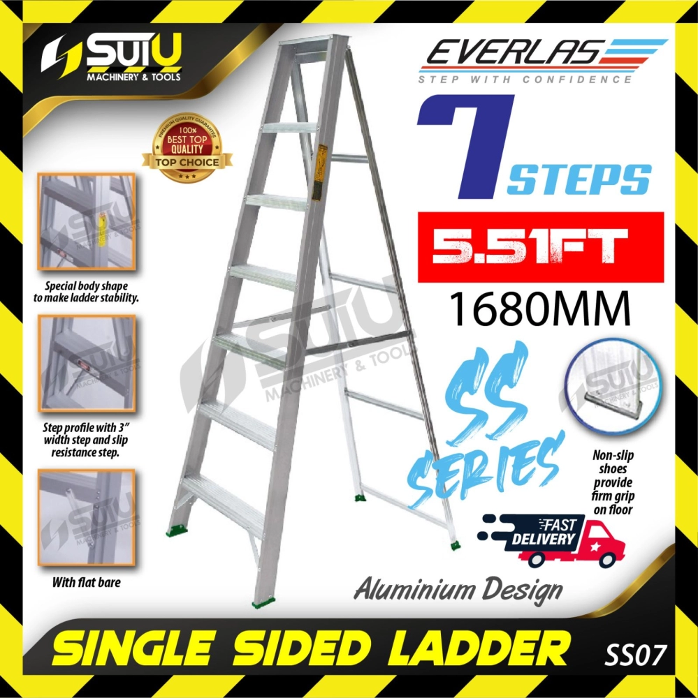 Everlas SS07 Single Sided Aluminium Ladder 7 steps ( 5.51ft / 1680mm)